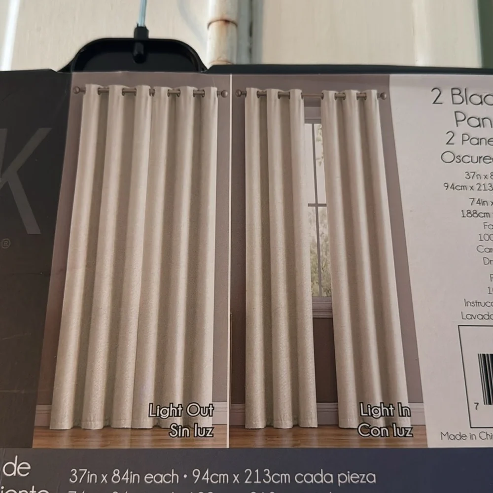2 Black out Ivory/ Cream Colored Panels 37x84 Inches Each NWT